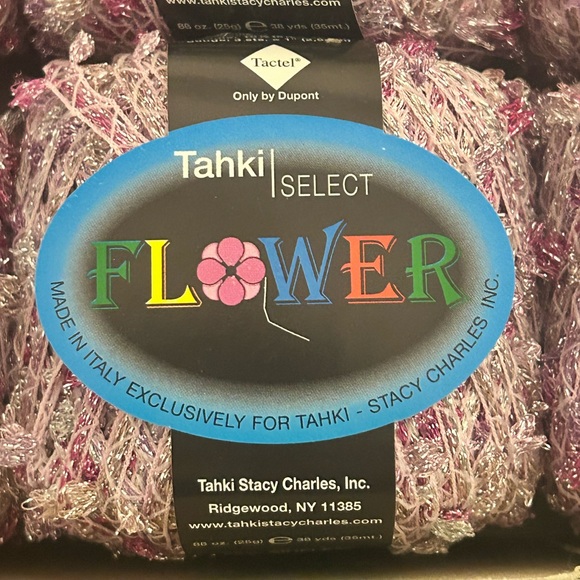 10 Tahki Select Flower Ribbon Yarn Metallic Rainbow Pink Silver